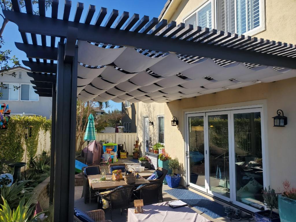 Mission Viejo Awnings Alumawood Patio Cover with Infinity Slide on Wire